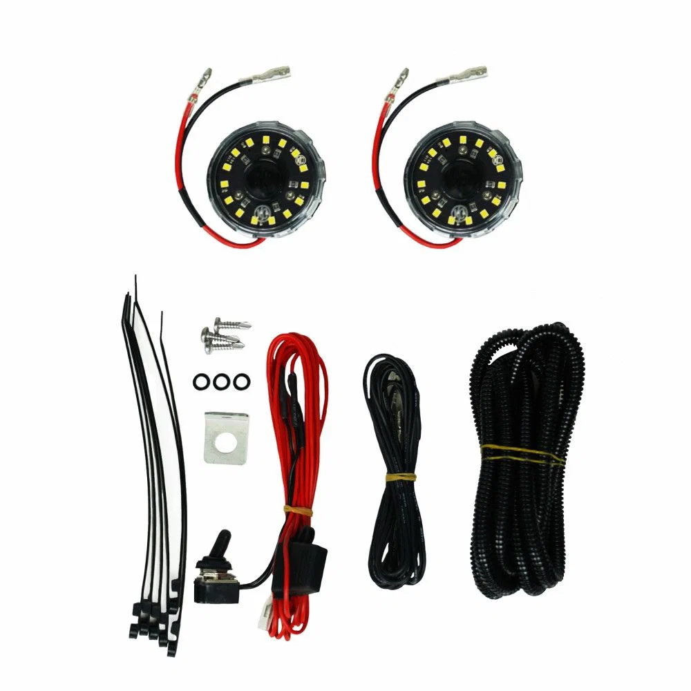 0355 – KC HILITE Underbody Light Kit, Under Hood Mount Clear Lens White LED Bulb Black Aluminum Housing Set Of 2 With...